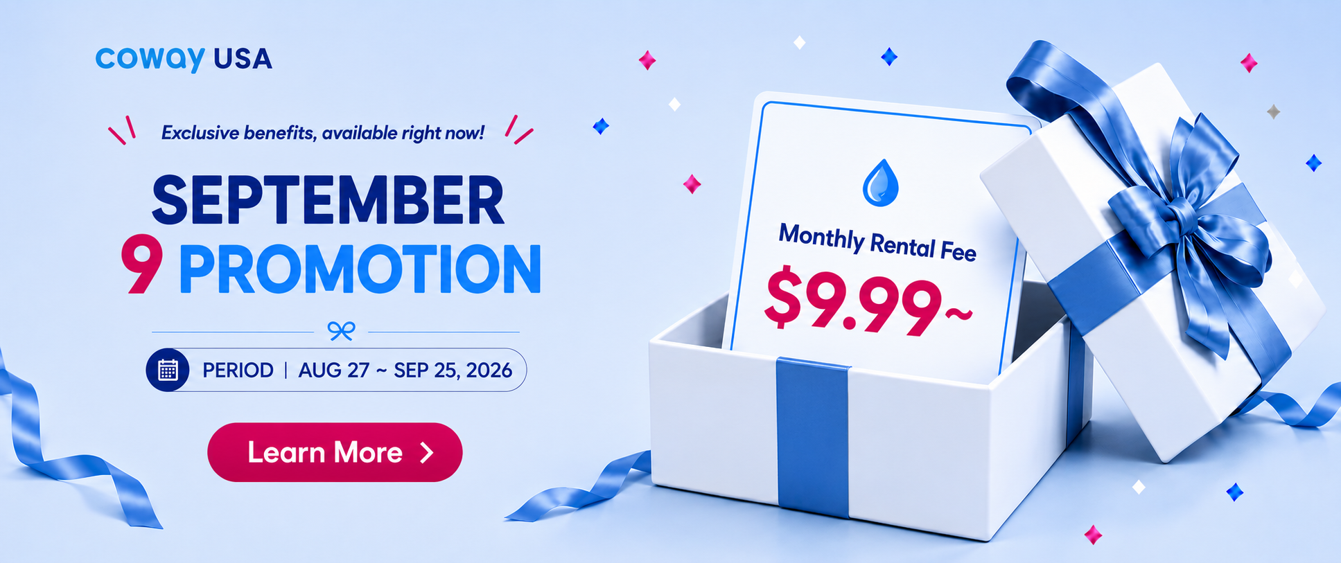 Get Coway water & air purifiers from $9.99/mo (P-6320L up to 6 mos, P-2201N, AP-1018F up to 3 mos) on a 6-yr new rental. Combo offer eligible. Call 934-216-5989!